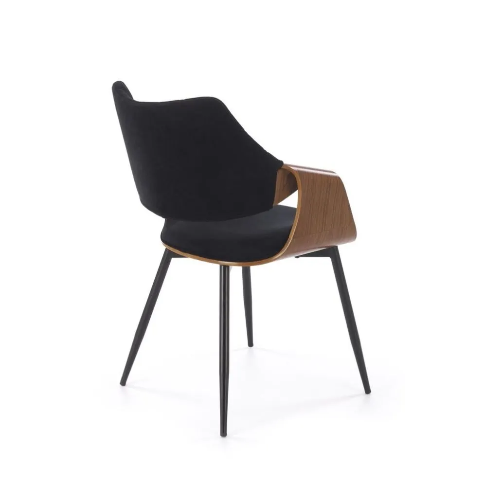 Krzesło tapicerowane K586 VELVET czarne/orzech welurowe I sklep meblowy MIRAT.