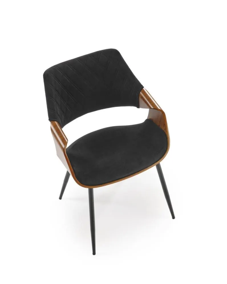 Krzesło tapicerowane K586 VELVET czarne/orzech welurowe I sklep meblowy MIRAT.