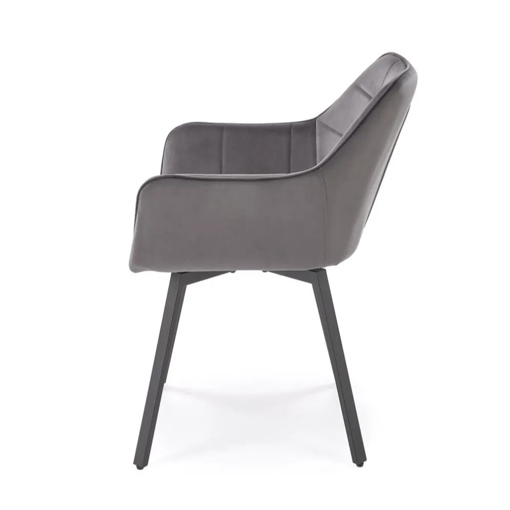 Krzesło tapicerowane K588 VELVET szare obracane pikowane I sklep meblowy MIRAT.