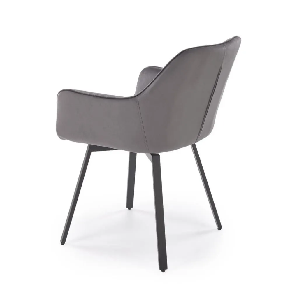 Krzesło tapicerowane K588 VELVET szare obracane pikowane I sklep meblowy MIRAT.