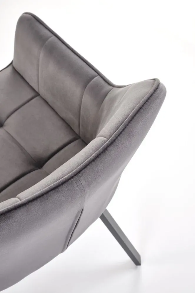 Krzesło tapicerowane K588 VELVET szare obracane pikowane I sklep meblowy MIRAT.