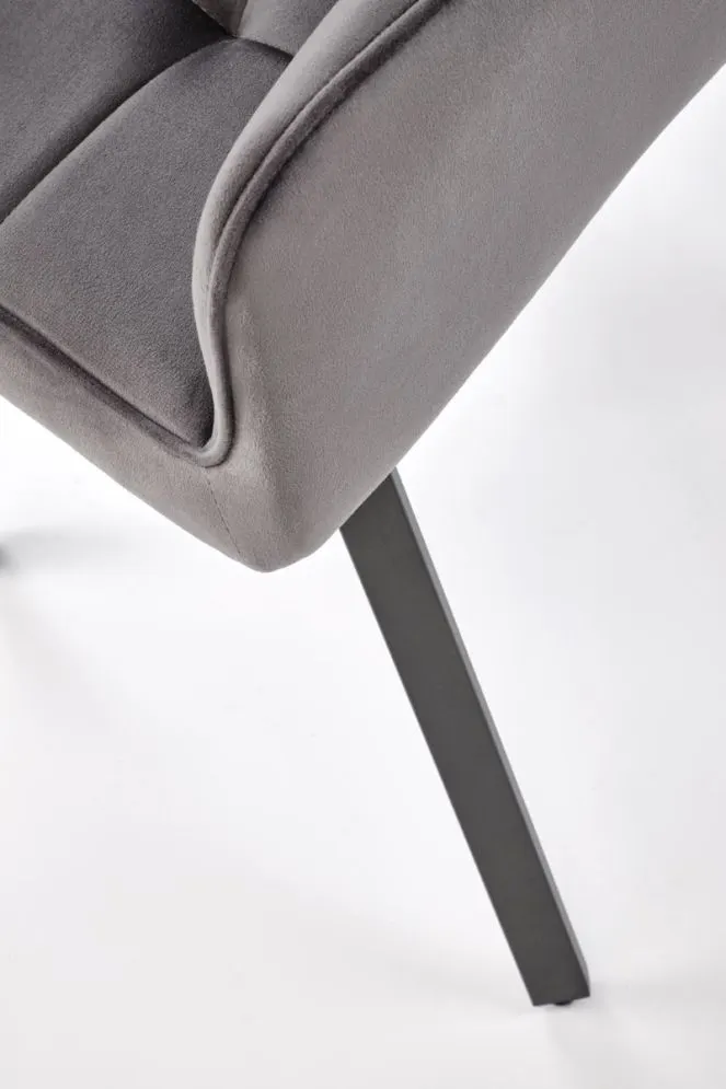 Krzesło tapicerowane K588 VELVET szare obracane pikowane I sklep meblowy MIRAT.