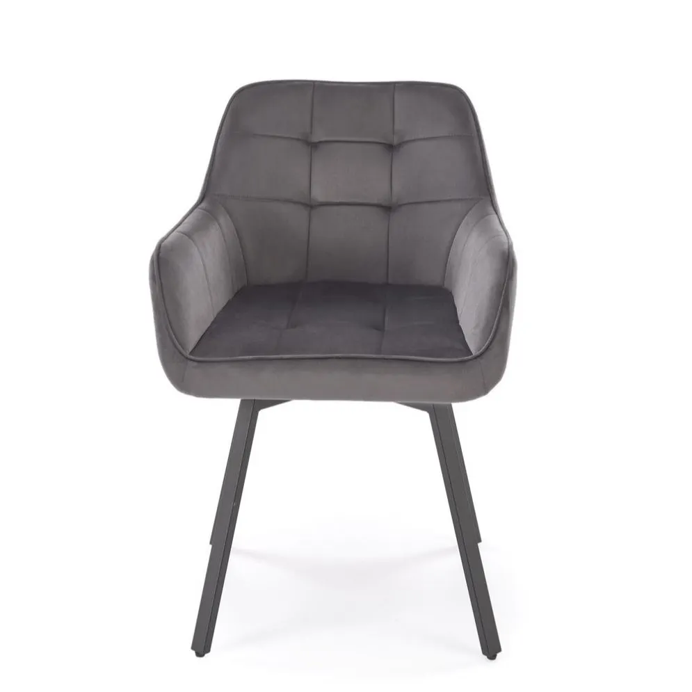 Krzesło tapicerowane K588 VELVET szare obracane pikowane I sklep meblowy MIRAT.