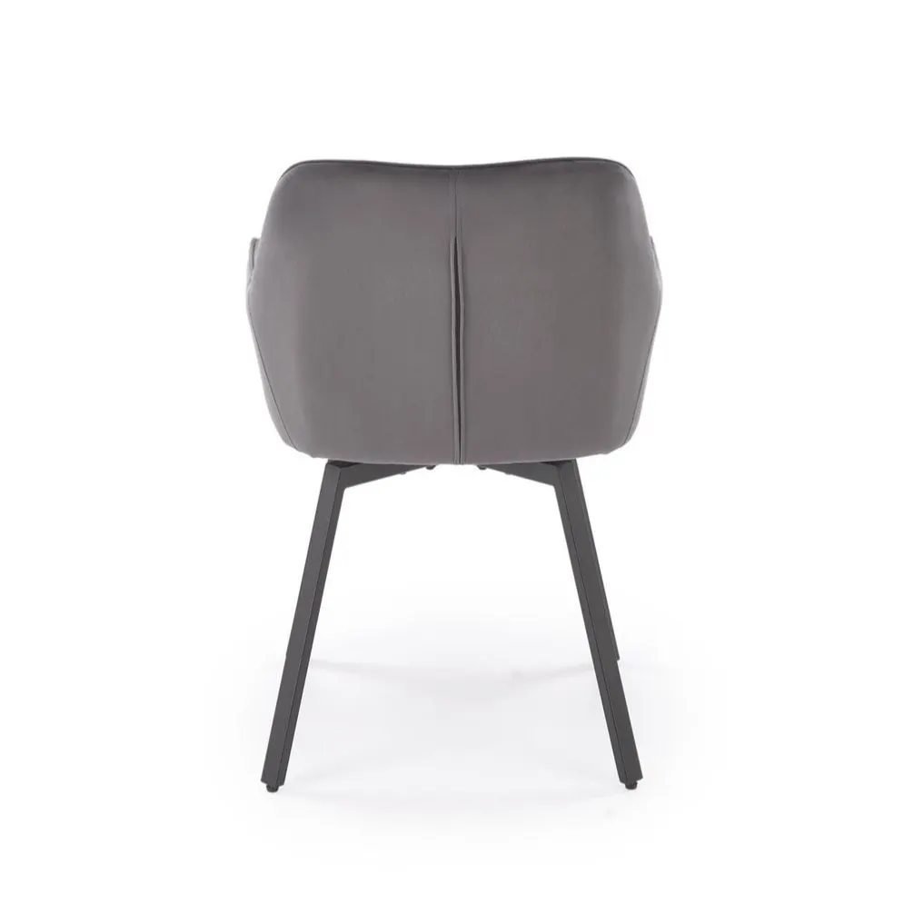 Krzesło tapicerowane K588 VELVET szare obracane pikowane I sklep meblowy MIRAT.