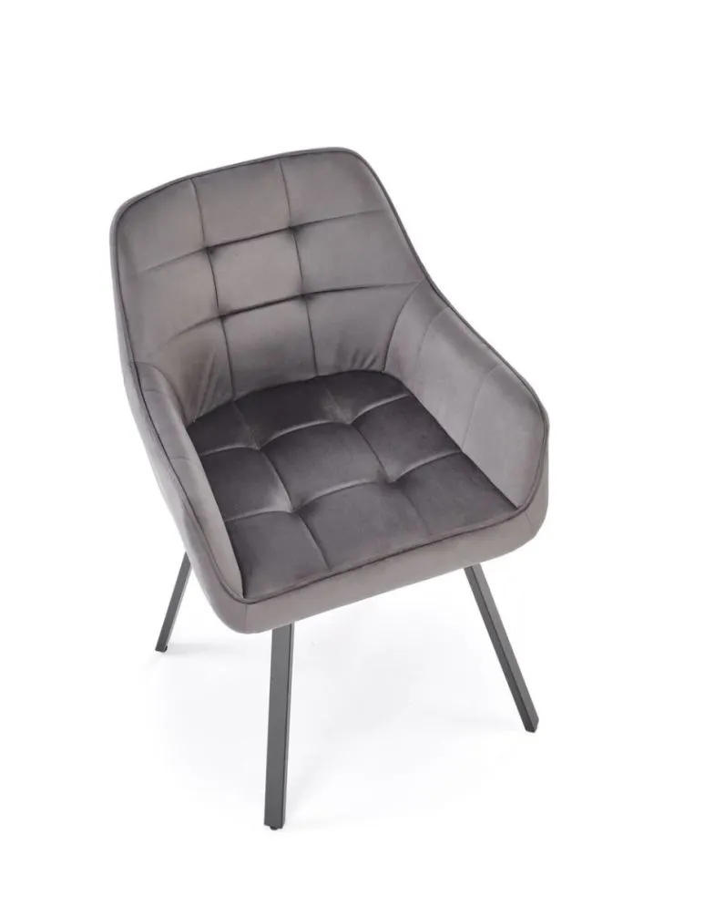 Krzesło tapicerowane K588 VELVET szare obracane pikowane I sklep meblowy MIRAT.