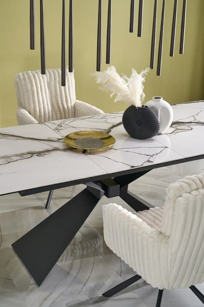 Ceramiczny stół rozkładany LUCIANO 180(230)x90 biały marmur/czarny I sklep meblowy MIRAT. styl LOFT
