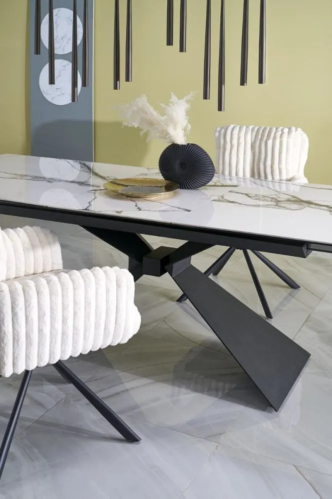 Ceramiczny stół rozkładany LUCIANO 180(230)x90 biały marmur/czarny I sklep meblowy MIRAT. styl LOFT