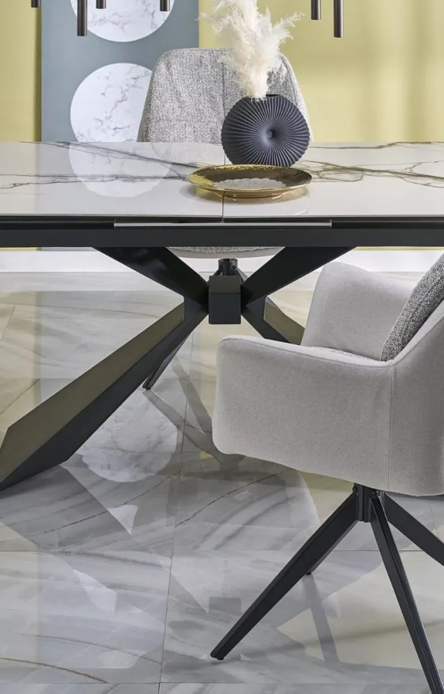 Ceramiczny stół rozkładany LUCIANO 180(230)x90 biały marmur/czarny I sklep meblowy MIRAT. styl LOFT