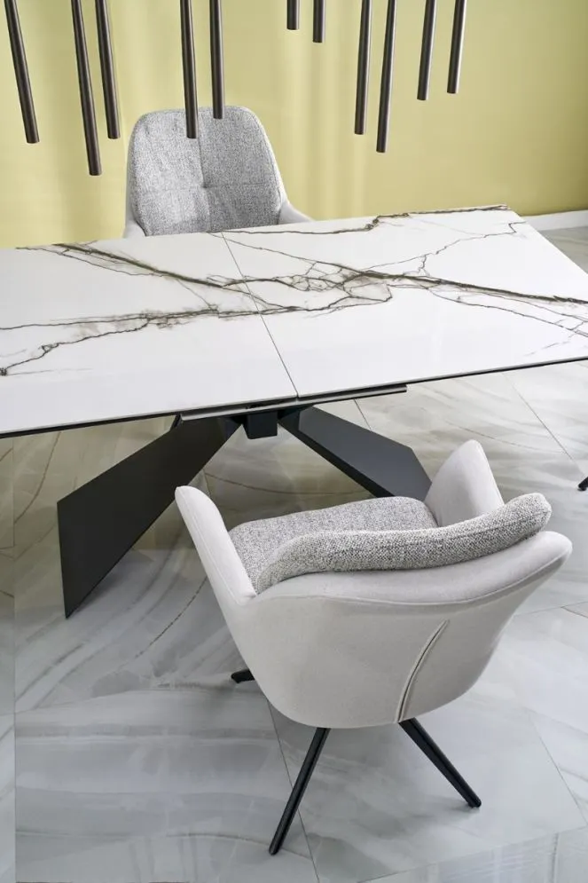 Ceramiczny stół rozkładany LUCIANO 180(230)x90 biały marmur/czarny I sklep meblowy MIRAT. styl LOFT