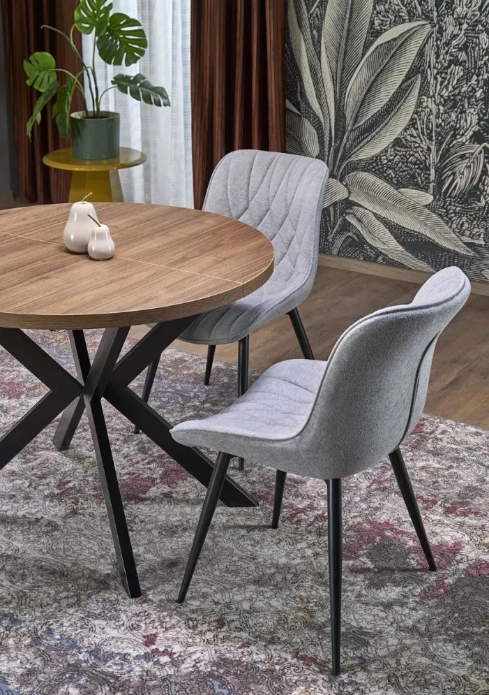 Stół okrągły rozkładany PERONI 100(250)x100 orzech/czarny loftowy I sklep meblowy MIRAT.