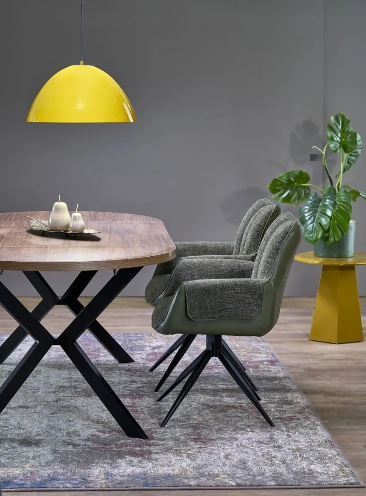 Stół okrągły rozkładany PERONI 100(250)x100 orzech/czarny loftowy I sklep meblowy MIRAT.