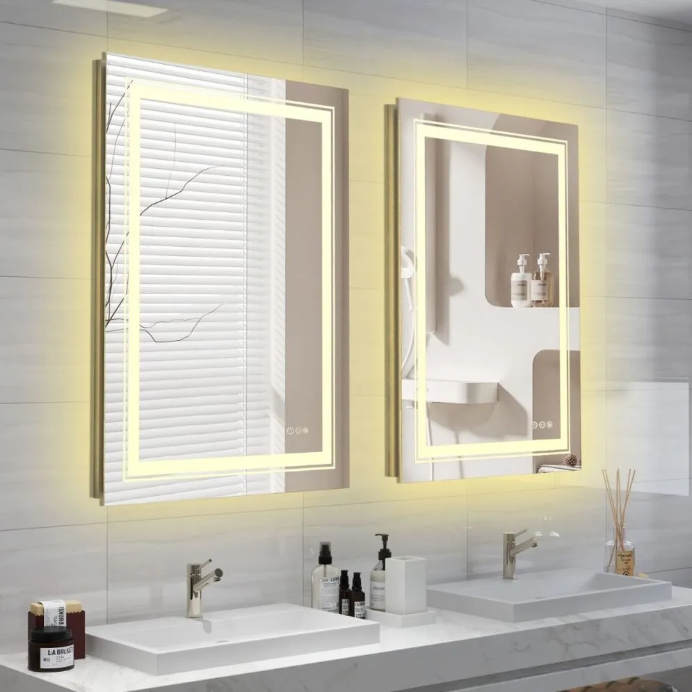 Prostokątne lustro łazienkowe VERO 60x80cm srebrne z oświetleniem LED I sklep meblowy MIRAT.