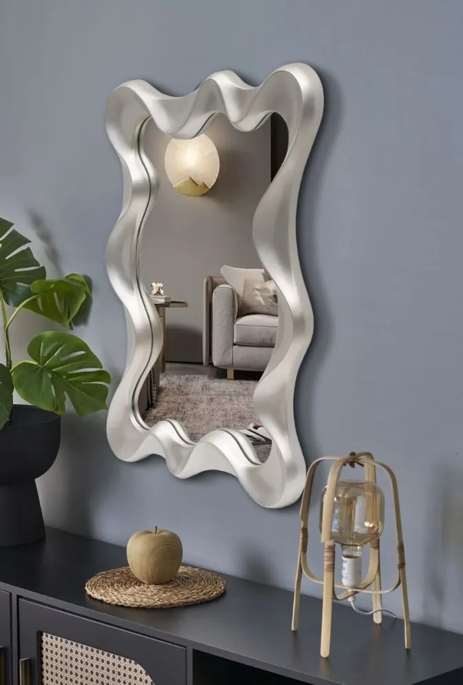 Lustro dekoracyjne DECO 70x90cm srebrne prostokątne I sklep meblowy MIRAT. styl GLAMOUR