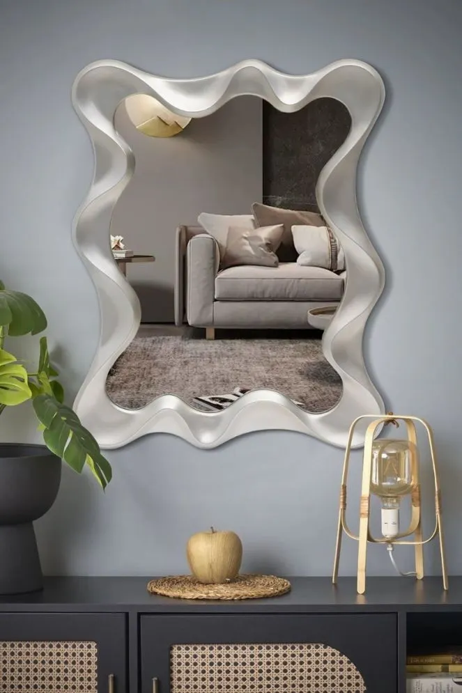 Lustro dekoracyjne DECO 70x90cm srebrne prostokątne I sklep meblowy MIRAT. styl GLAMOUR
