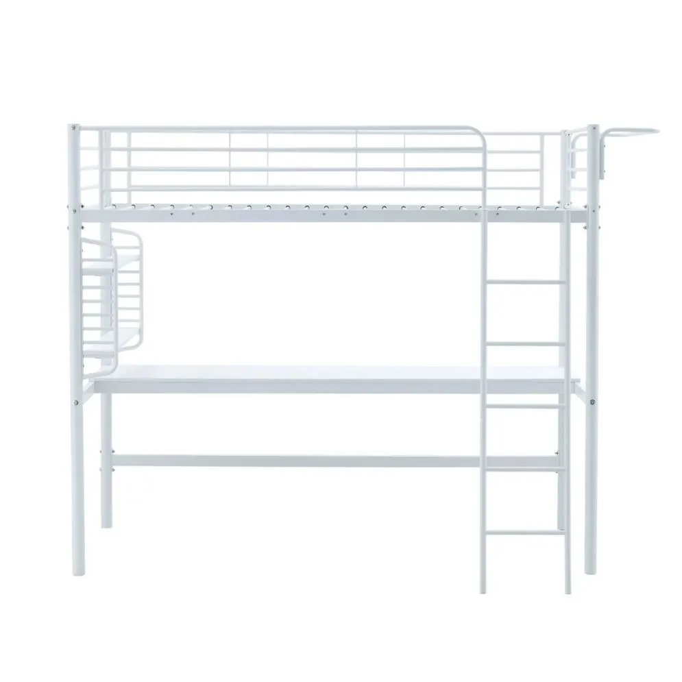 Metalowe łóżko piętrowe DOLCE 90x200 białe z biurkiem I sklep meblowy MIRAT. styl SKANDYNAWSKI