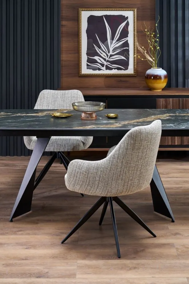 Prostokątny stół rozkładany ARMANI 165(241)x90 czarny marmur/czarny I sklep meblowy MIRAT. styl LOFT