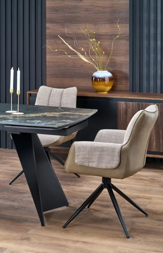 Prostokątny stół rozkładany ARMANI 165(241)x90 czarny marmur/czarny I sklep meblowy MIRAT. styl LOFT