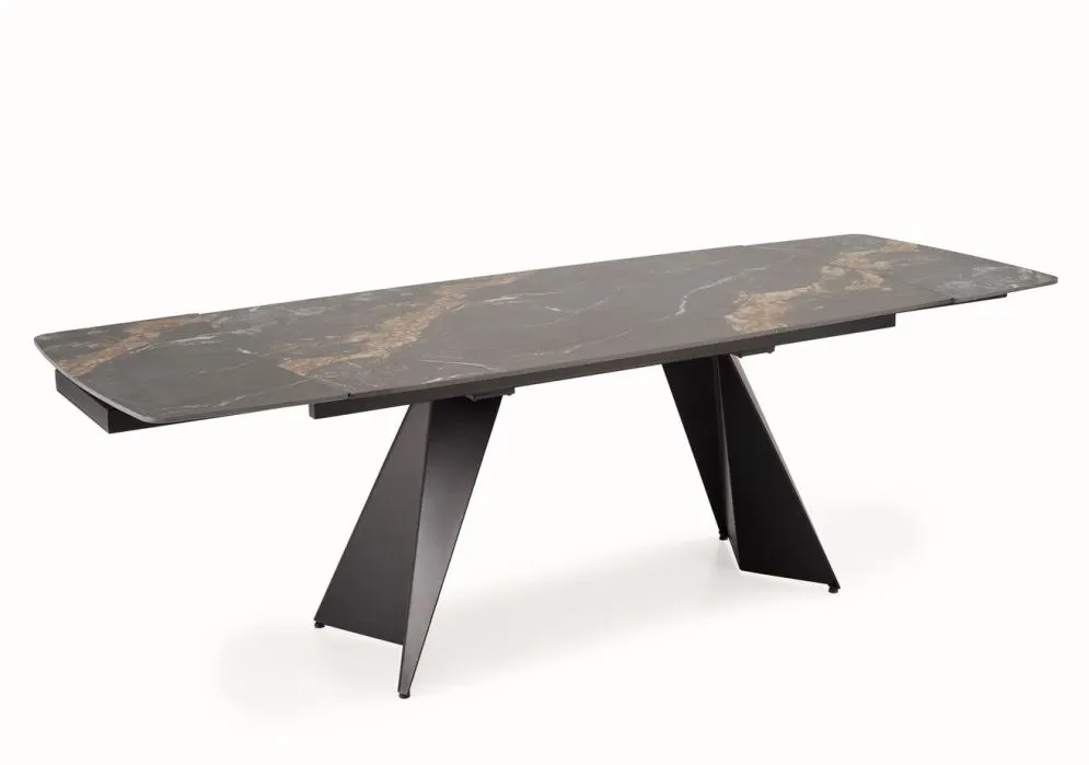 Prostokątny stół rozkładany ARMANI 165(241)x90 czarny marmur/czarny I sklep meblowy MIRAT. styl LOFT