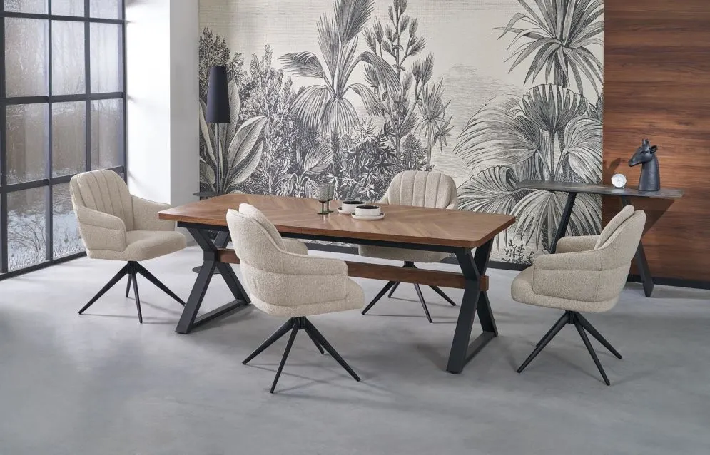 Stół rozkładany BARON 200(350)x100 orzechowy/czarny duży I sklep meblowy MIRAT. styl LOFT