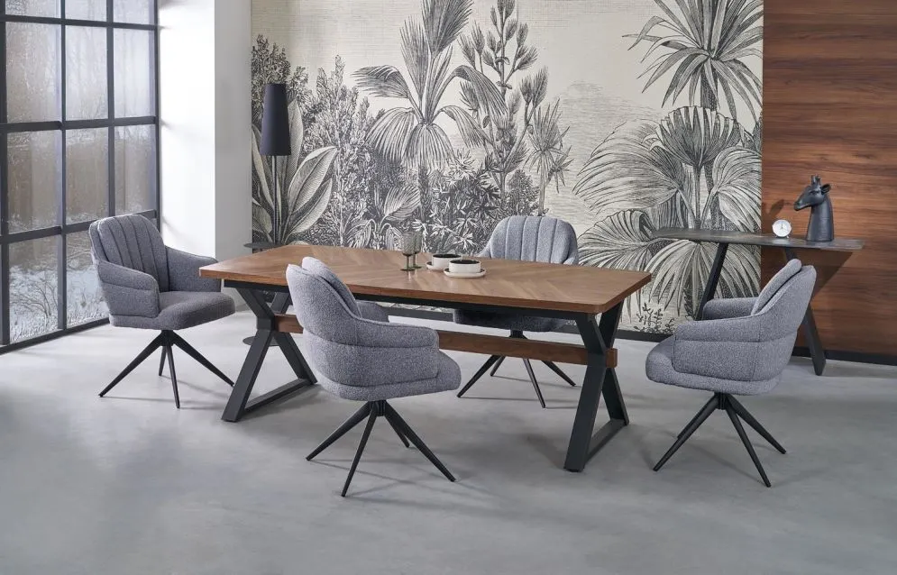 Stół rozkładany BARON 200(350)x100 orzechowy/czarny duży I sklep meblowy MIRAT. styl LOFT