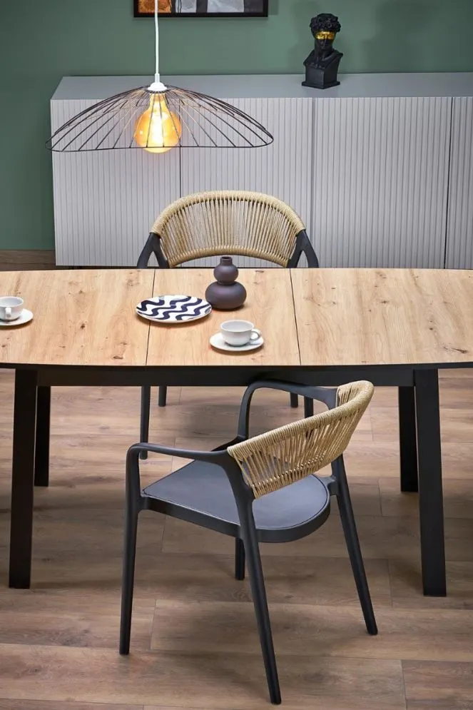 Stół rozkładany BARRIL 130(170)x80 dąb artisan/czarny loftowy I sklep meblowy MIRAT. styl LOFT