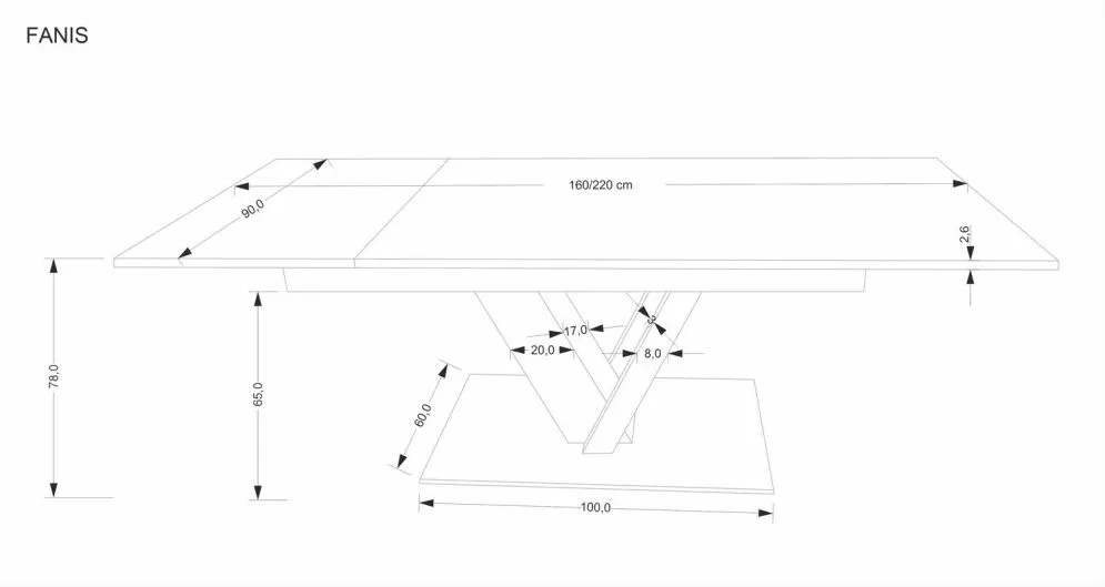Prostokątny stół rozkładany FANIS 160(220)x90 dąb naturalny/czarny I sklep meblowy MIRAT. styl LOFT
