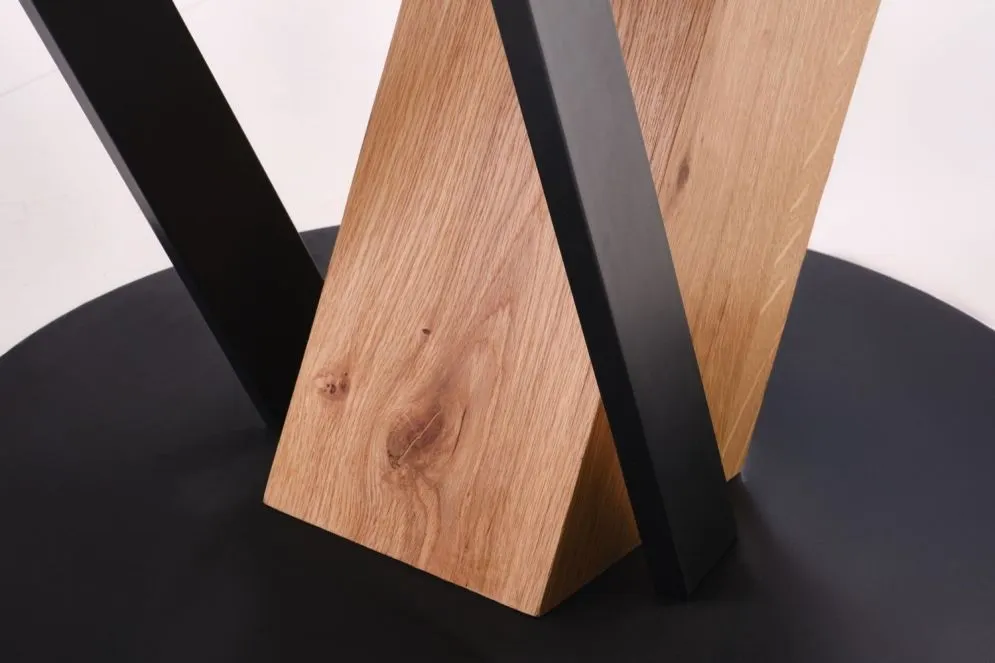Okrągły stół rozkładany FANIS 120(160)x120 dąb naturalny/czarny I sklep meblowy MIRAT. styl LOFT