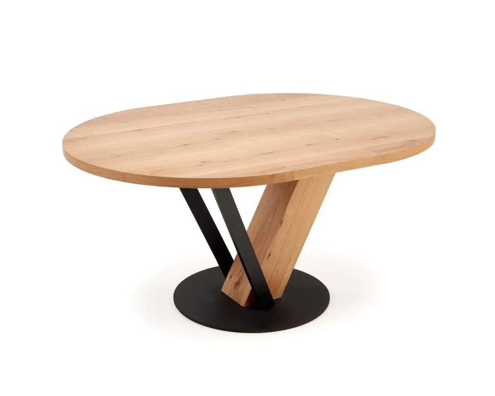 Okrągły stół rozkładany FANIS 120(160)x120 dąb naturalny/czarny I sklep meblowy MIRAT. styl LOFT