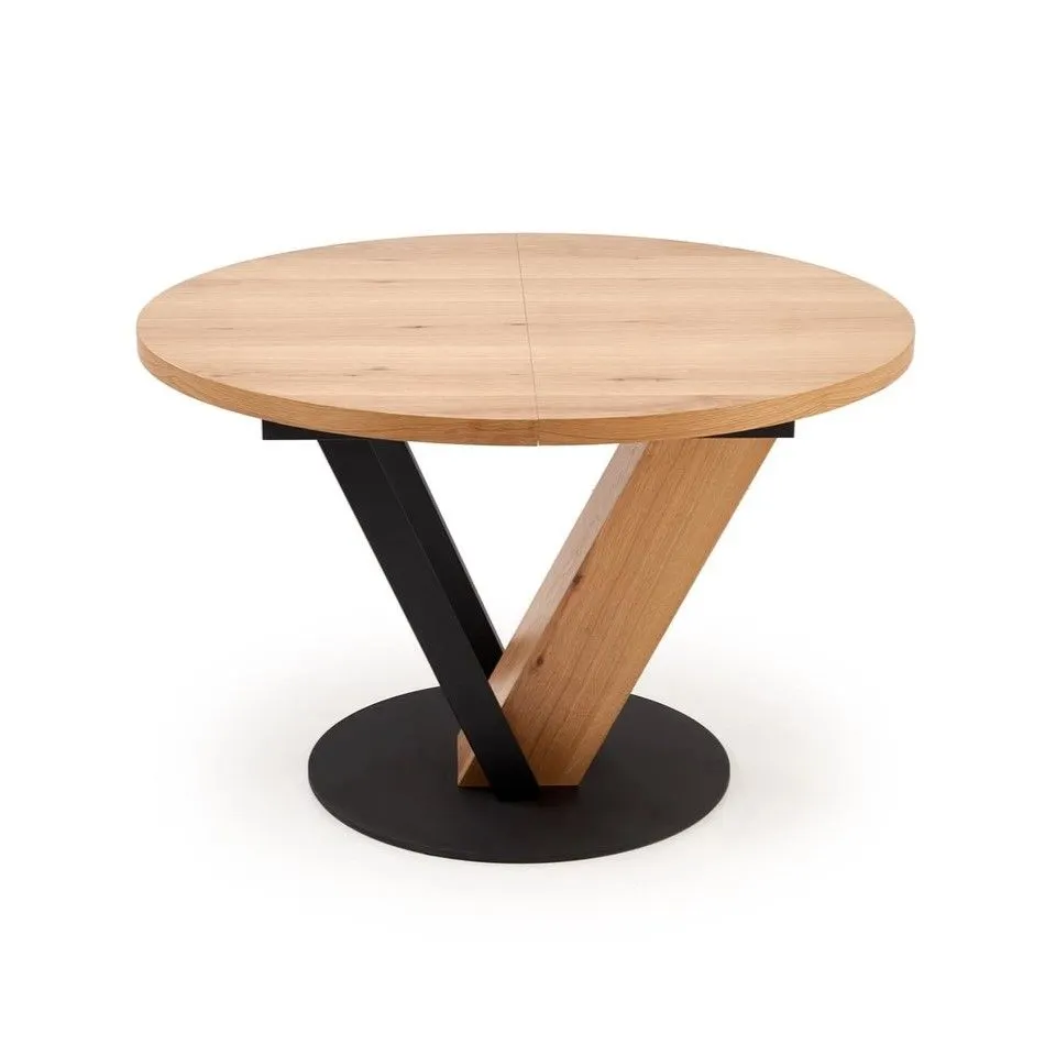 Okrągły stół rozkładany FANIS 120(160)x120 dąb naturalny/czarny I sklep meblowy MIRAT. styl LOFT