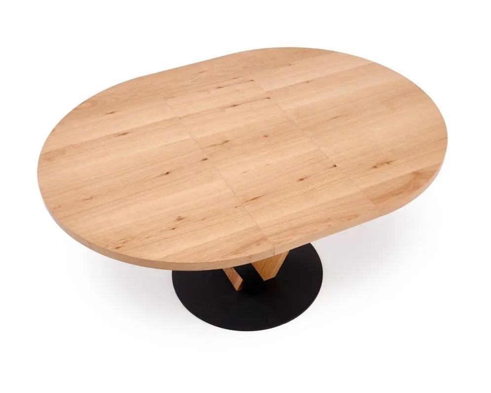 Okrągły stół rozkładany FANIS 120(160)x120 dąb naturalny/czarny I sklep meblowy MIRAT. styl LOFT
