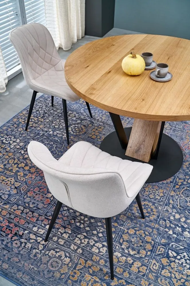 Okrągły stół rozkładany FANIS 120(160)x120 dąb naturalny/czarny I sklep meblowy MIRAT. styl LOFT