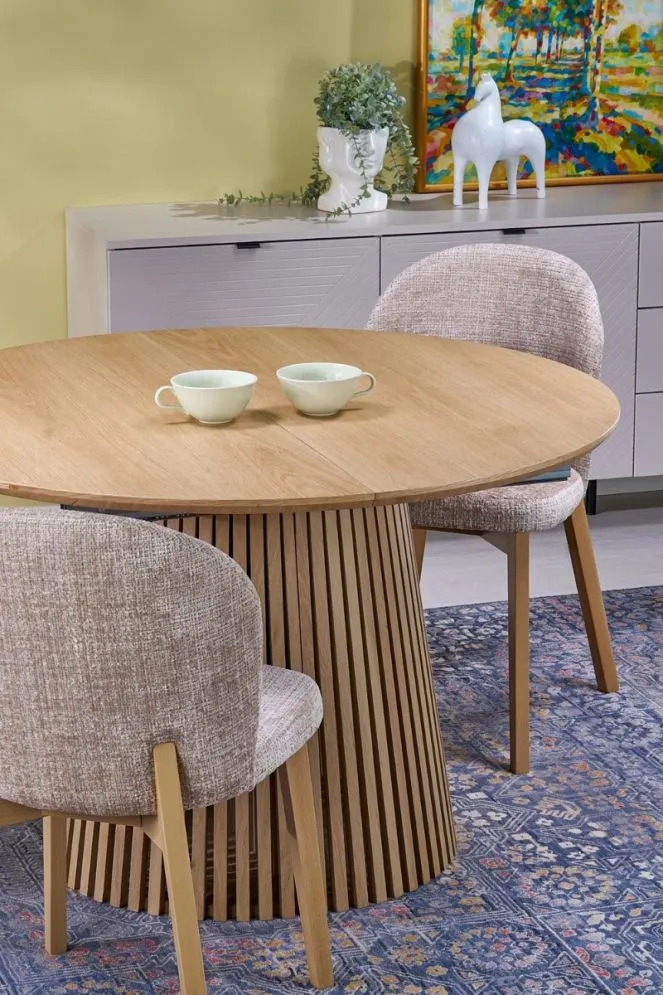 Stół rozkładany FARGO 120(210)x120 dąb naturalny okrągły I sklep meblowy MIRAT. styl SKANDYNAWSKI