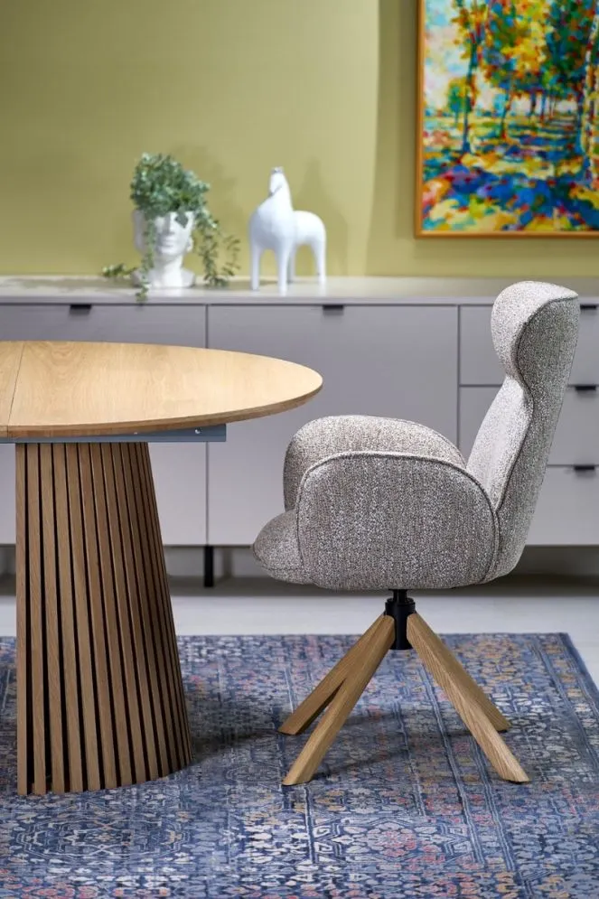 Stół rozkładany FARGO 120(210)x120 dąb naturalny okrągły I sklep meblowy MIRAT. styl SKANDYNAWSKI