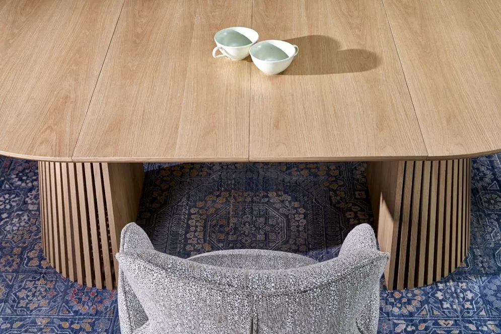 Stół rozkładany FARGO 120(210)x120 dąb naturalny okrągły I sklep meblowy MIRAT. styl SKANDYNAWSKI