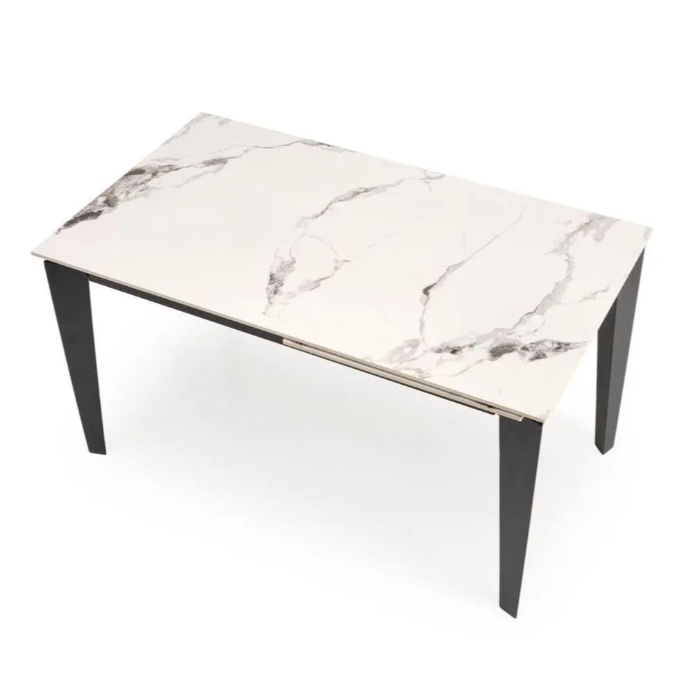 Stół rozkładany FELIX 141(201)x81 biały marmur/czarny loftowy I sklep meblowy MIRAT. styl LOFT