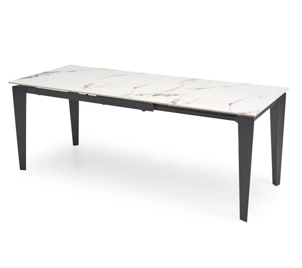Stół rozkładany FELIX 141(201)x81 biały marmur/czarny loftowy I sklep meblowy MIRAT. styl LOFT