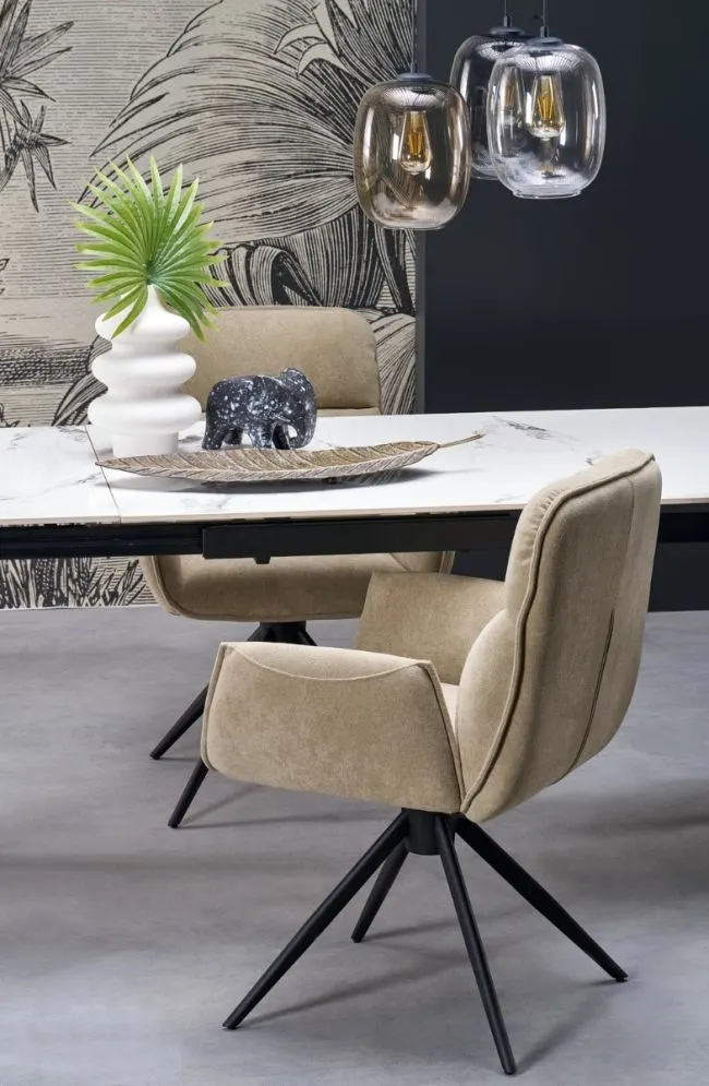 Stół rozkładany FELIX 141(201)x81 biały marmur/czarny loftowy I sklep meblowy MIRAT. styl LOFT