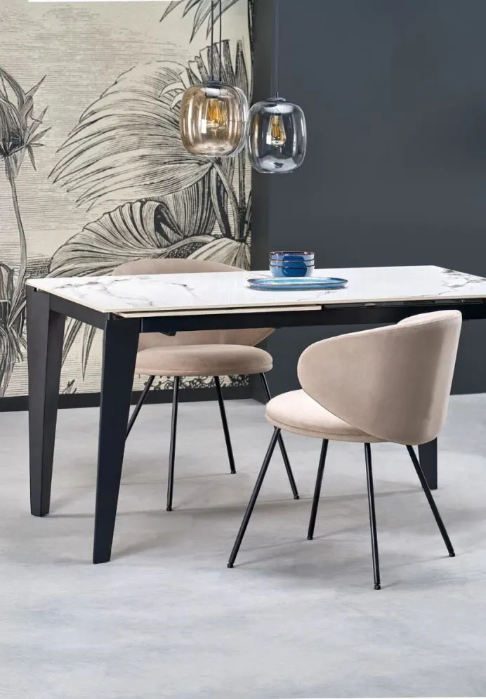 Stół rozkładany FELIX 141(201)x81 biały marmur/czarny loftowy I sklep meblowy MIRAT. styl LOFT