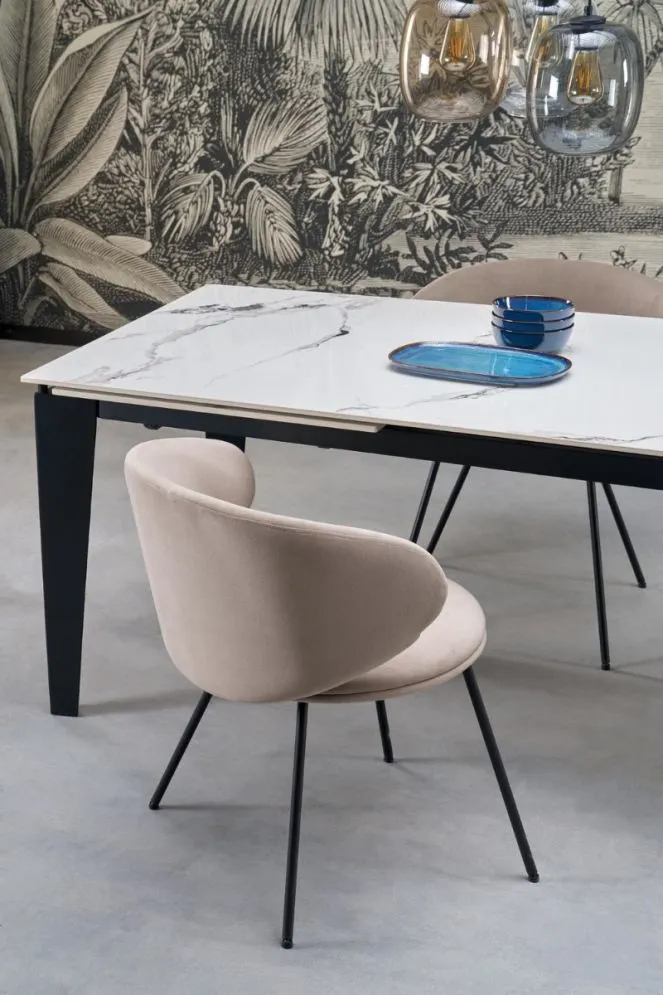 Stół rozkładany FELIX 141(201)x81 biały marmur/czarny loftowy I sklep meblowy MIRAT. styl LOFT