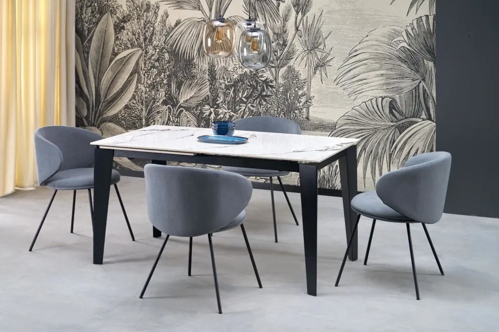 Stół rozkładany FELIX 141(201)x81 biały marmur/czarny loftowy I sklep meblowy MIRAT. styl LOFT