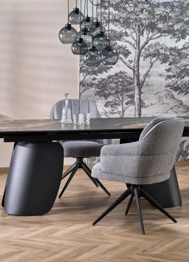 Loftowy stół rozkładany FORUM 180(260)x90 czarny marmur/czarny I sklep meblowy MIRAT. styl LOFT
