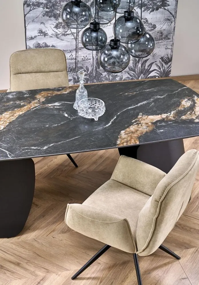 Loftowy stół rozkładany FORUM 180(260)x90 czarny marmur/czarny I sklep meblowy MIRAT. styl LOFT