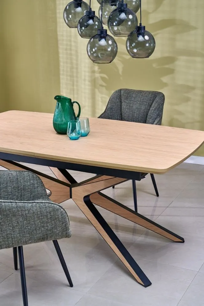 Stół rozkładany JAMES 160(220)x90 dąb naturalny/czarny loftowy I sklep meblowy MIRAT.