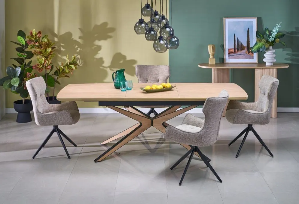 Stół rozkładany JAMES 160(220)x90 dąb naturalny/czarny loftowy I sklep meblowy MIRAT.