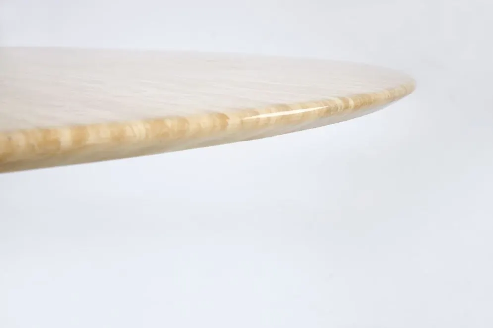 Stół okrągły PIREUS 120x120 trawertyn/orzech designerski I sklep meblowy MIRAT.