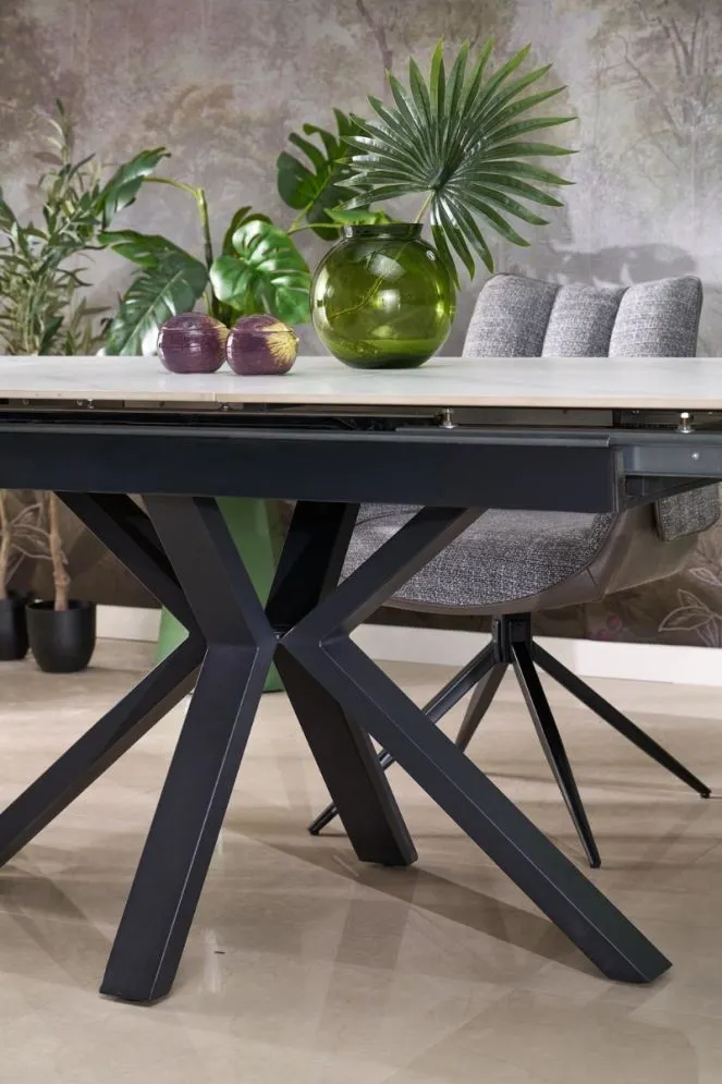 Prostokątny stół rozkładany PLATAN 140(180)x85 biały marmur/czarny I sklep meblowy MIRAT. styl LOFT