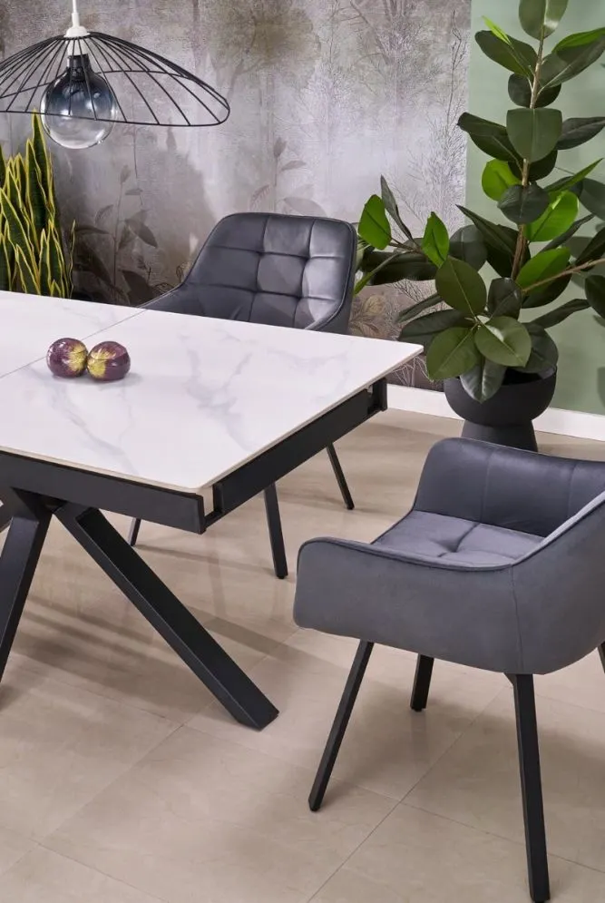 Prostokątny stół rozkładany PLATAN 140(180)x85 biały marmur/czarny I sklep meblowy MIRAT. styl LOFT