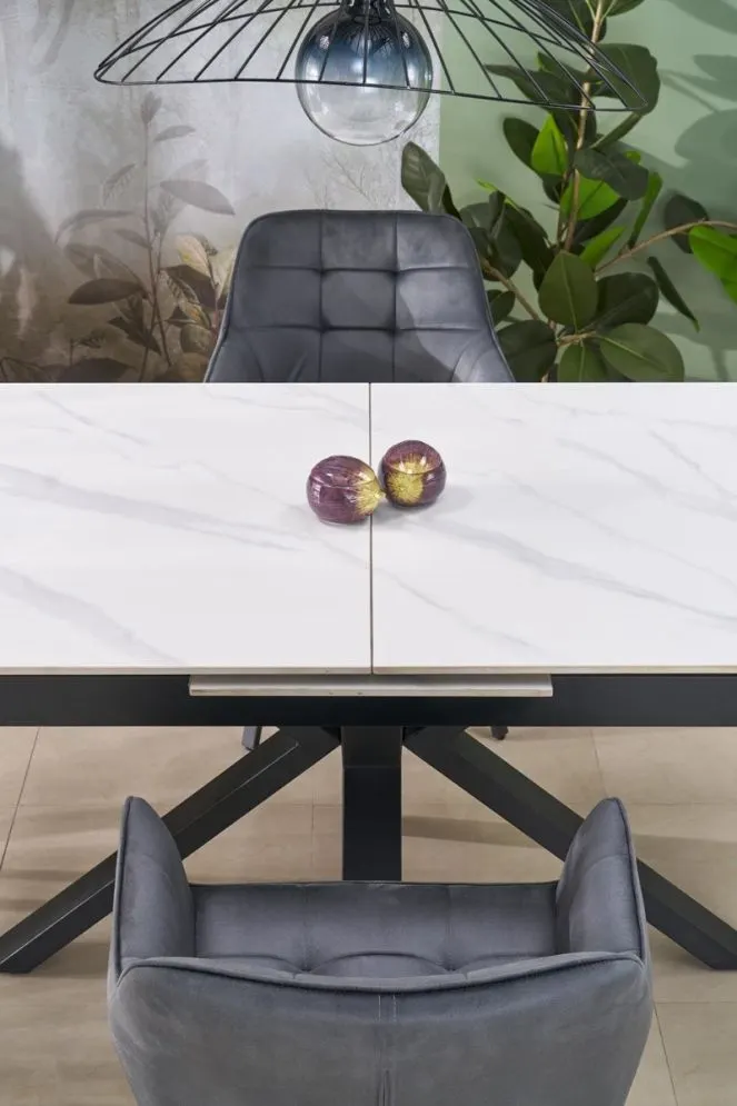 Prostokątny stół rozkładany PLATAN 140(180)x85 biały marmur/czarny I sklep meblowy MIRAT. styl LOFT