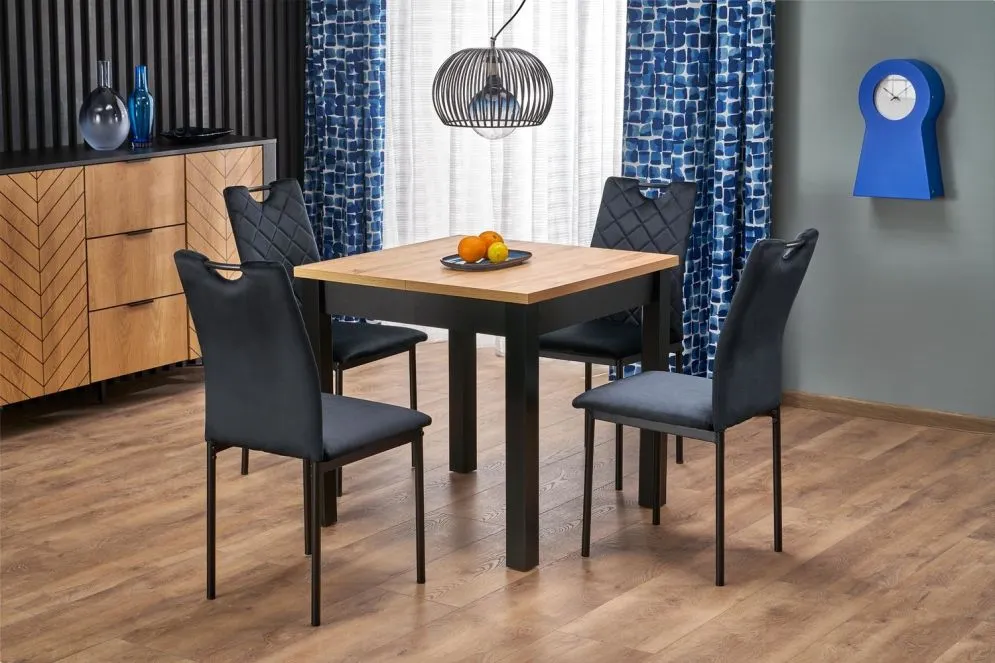 Stół rozkładany QUBIK 80(200)x80 dąb artisan/czarny matowy I sklep meblowy MIRAT. styl LOFT