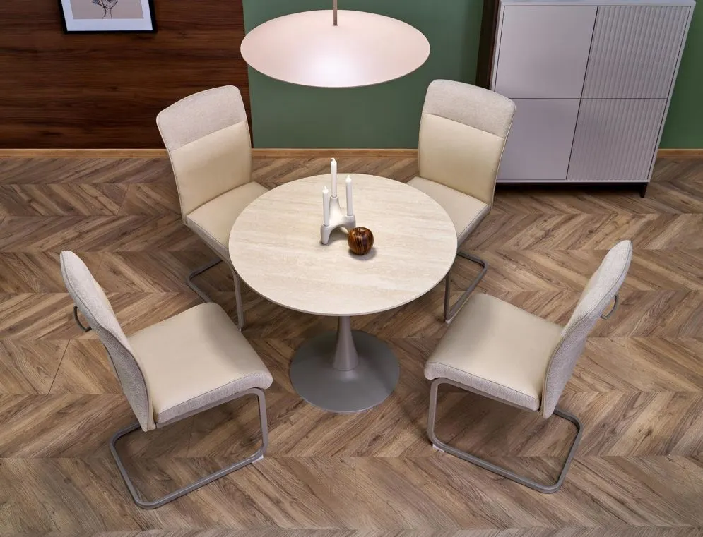 Stół okrągły TOLIO 90x90 beżowy/kaszmirowy mały I sklep meblowy MIRAT.